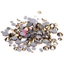 Strasuri din Cristale 100 bucati SC049 Aurii Metalizat Combinate 1,5 - 4mm